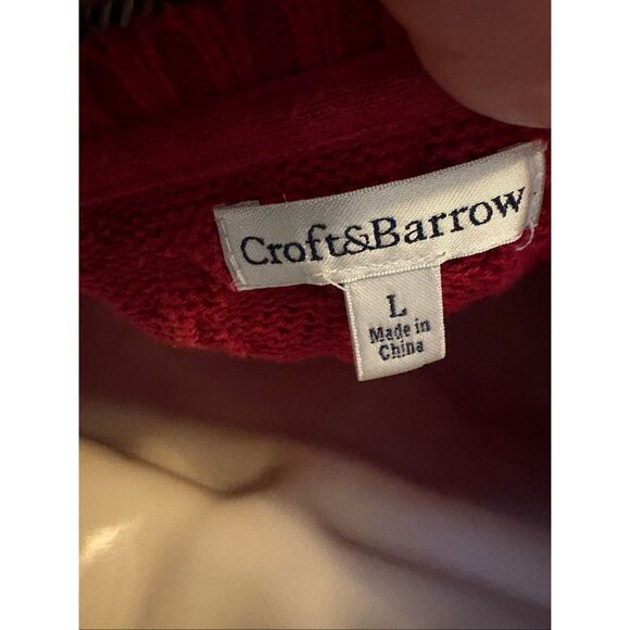 Croft & Borrow Red Cable Knit Cotton Long Sleeve Reed Sweater. Measures 19” pit - Picture 3 of 6